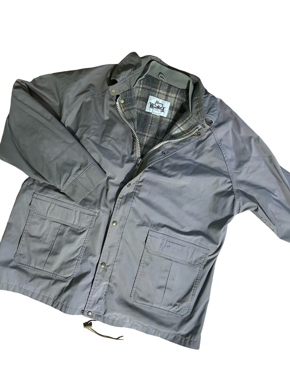 Vintage Woolrich Wool Blanket Lined Gray Barn Chore Jacket XL - Picture 14 of 14